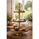 Etasjefat med tre etasjer i tre og messing thumbnail