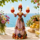 Lysestake dame med frukt - 3 lys thumbnail