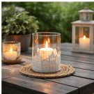 Lykt med glass og hus 10 cm hvit thumbnail