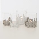 Lykt med glass og hus 15 cm beige thumbnail