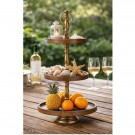 Etasjefat med tre etasjer i tre og messing thumbnail