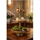 Etasjefat med tre etasjer i tre og messing thumbnail