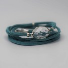 Skinnarmbånd med glassten turkis thumbnail