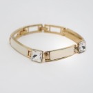 Emaljert armbånd i gullfarge med krystaller off-white thumbnail