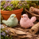Porselensfugler i pastellfarger - sett med 3 stk thumbnail