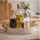 Fat i metall matt sand med brune håndtak 31 cm thumbnail