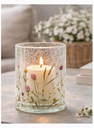 Lysglass med blomstereng