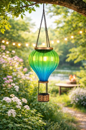 LED lampe luftballong - grønn/blå