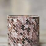 Mosaikk lysglass rosa - 12 cm