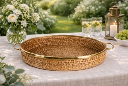 Rotting brett med gullkant og håndtak - 49 cm