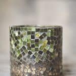 Mosaikk lysglass grønt - 12 cm