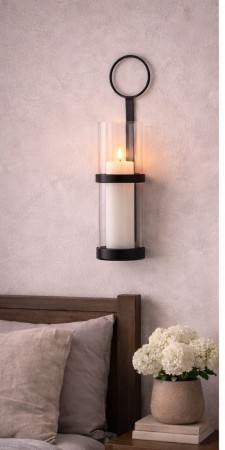 Lysholder til vegg sort