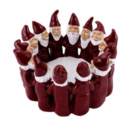 Røde nisser i ring - 16 cm