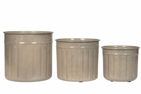 Metallpotte gråbeige - 17 cm