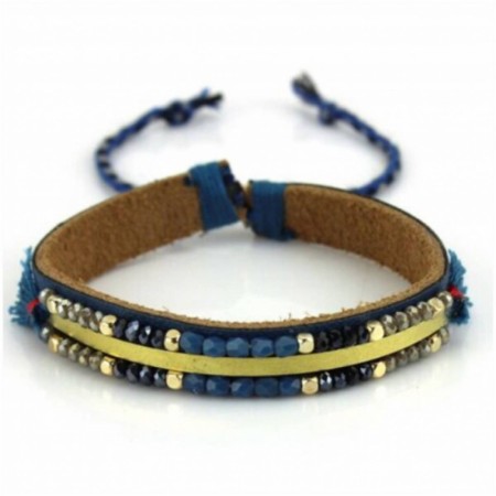 Makramè skinnarmbånd blått