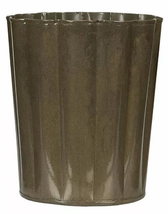 Metallpotte olivenfarget - 20 cm høy
