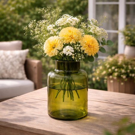 Vase resirkulert glass grønn 20cm