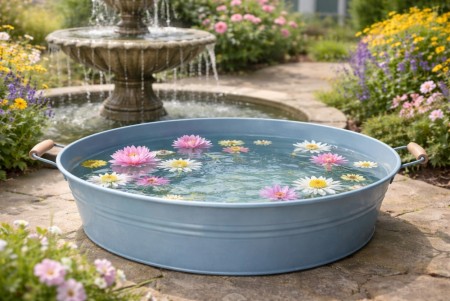 Metallfat - 70 cm - blått