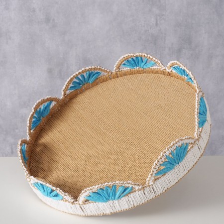 Brett i natur, hvitt og blått