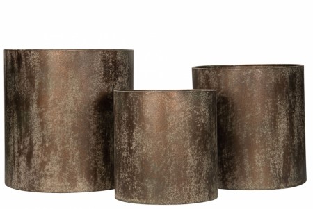 Metallpotte grønn/ brun - 30 cm høy