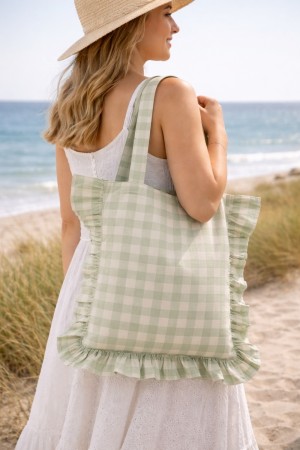 Rutete veske - grønn