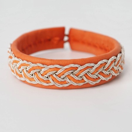 Skinnarmbånd med flette orange