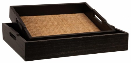 Serveringsbrett sort og natur 48 cm