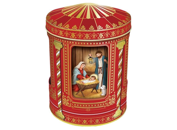 12 x 16 cm, 750 ml volum
Musikk; Silent Night. Bildene snurrer rundt når spilledåsen spiller.