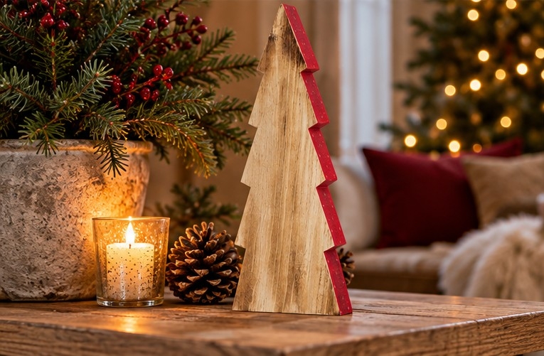 Enkelt og stilig juletre, 14 cm bredt.