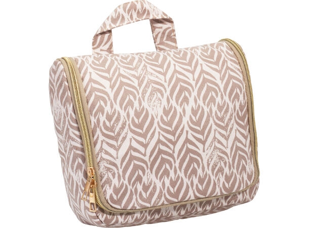 Toalettmappe i robust polyester med krok og fast speil. 26 x 22 cm.