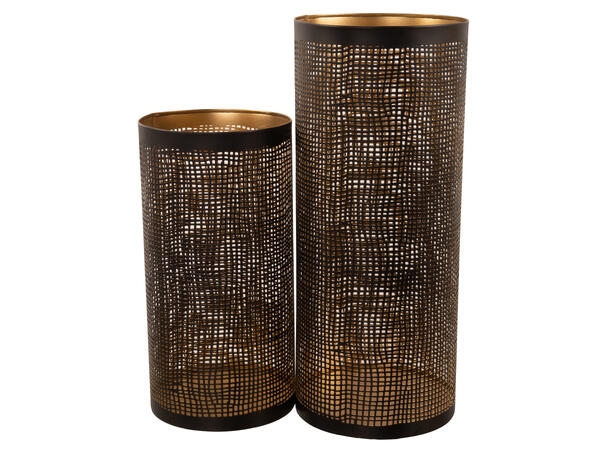 Store lykter til kubbelys, 15 x 30 /16,5 x 40 cm.
