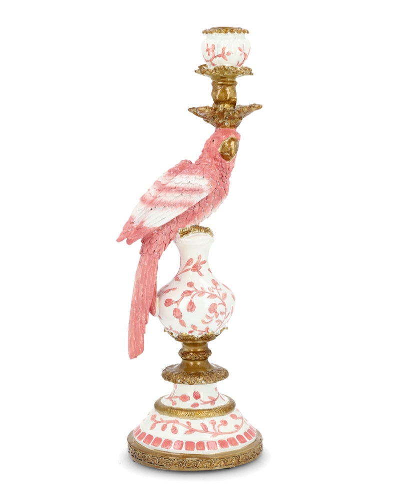 Gi belysningen i rommet et eksotisk preg med denne lysestaken med papegøye. Laget av poly. Lysestaken er 40 cm høy.