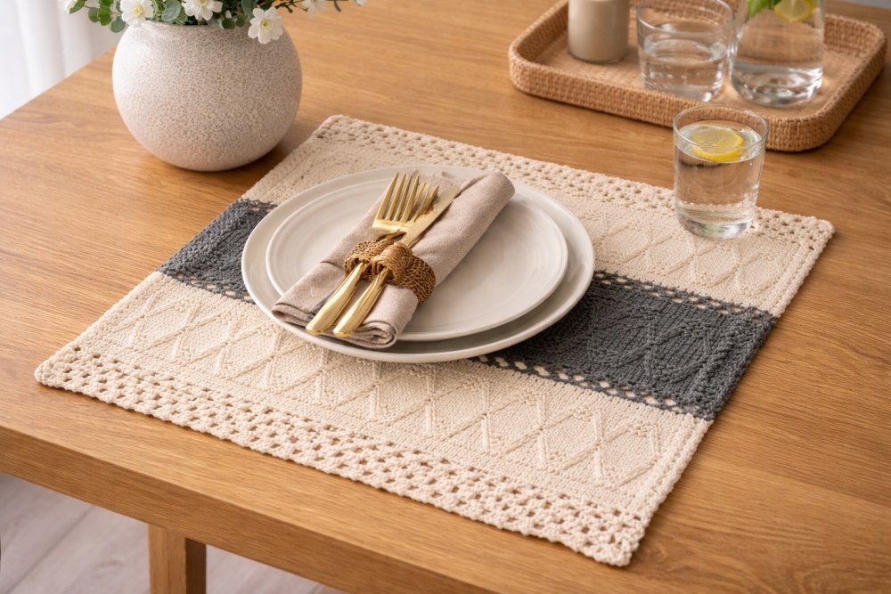 30 x 48 cm. 40% bomull 40 % polyester 20 % lin.