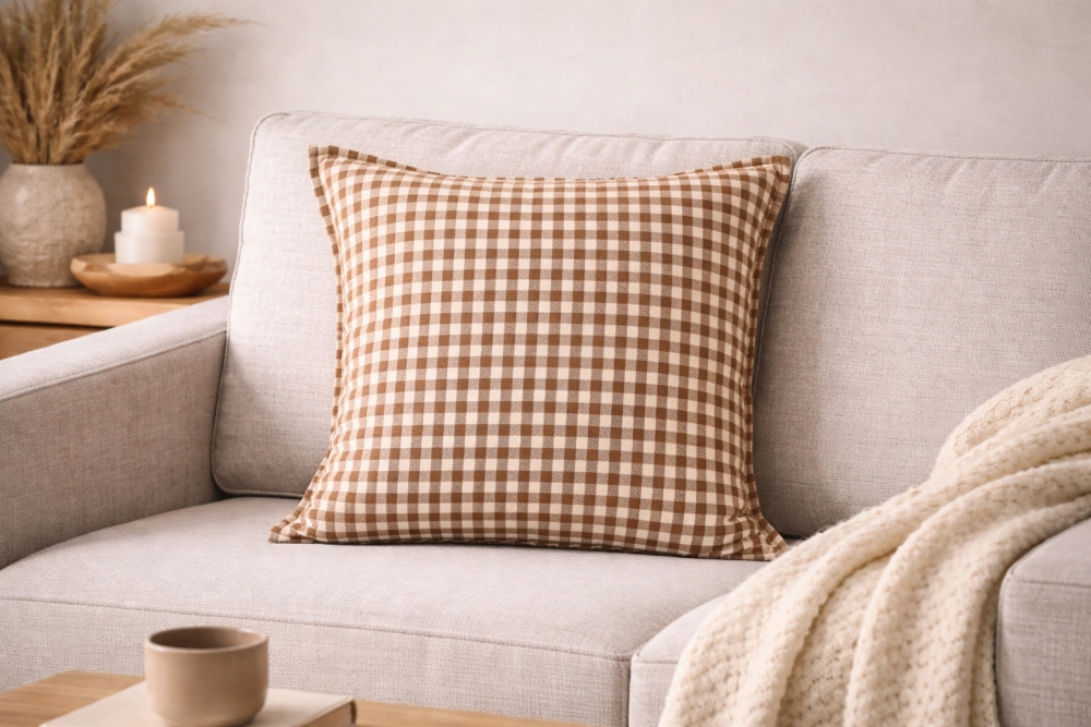 Vasket bomull, kanelfarge.