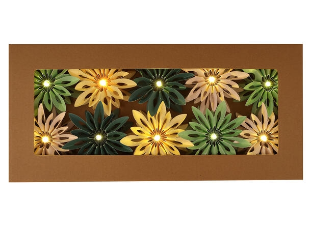 Nydelige blomster med ledlys, solid og flott å dekorere med på bordet, i en hylle eller i en bolle. Tenk når mørket senker seg med disse på ett pent dekket bord! 2 AA batterier (medfølger ikke).