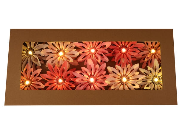 Nydelige blomster med ledlys, solid og flott å dekorere med på bordet, i en hylle eller i en bolle. Tenk når mørket senker seg med disse på ett pent dekket bord! 2 AA batterier (medfølger ikke).