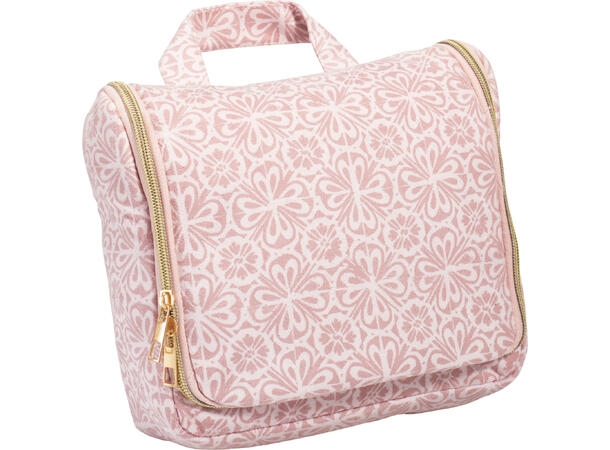 Toalettmappe i robust polyester med krok og fast speil. 26 x 22 cm.